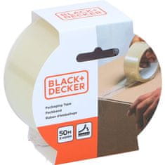 Black+Decker profesionalni lepilni trak / selotejp, 50m dolžina, 48mm širina, Premium debelina 38 mikronov, izjemna trpežnost, prozoren