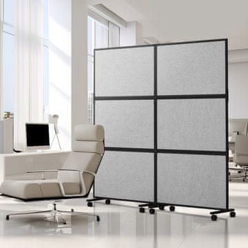 VEVOR Pisarna pregrada 2 panela samostojeća pregrada 1710x930x390 mm svetlo siva