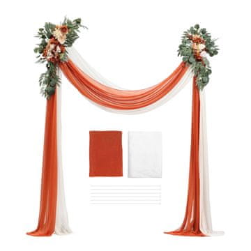 VEVOR Komplet poročnih lokov s cvetjem 4-delni set 6400x760 mm oranžen