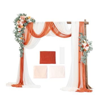 VEVOR Komplet poročnih lokov z rožami, 5-delni set, 10000x760 mm, oranžna