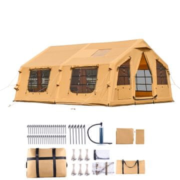 VEVOR Napihljiv kamp šotor 4.8x3.6x2.2 m rumene barve