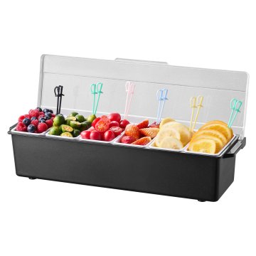 VEVOR Posoda za začimbe s 6 predelki, ohlajena pladenj 503x165x117 mm za shranjevanje