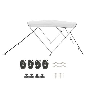 VEVOR Čoln Bimini streha 3 loki 183x185-198x117 cm svetlo siva