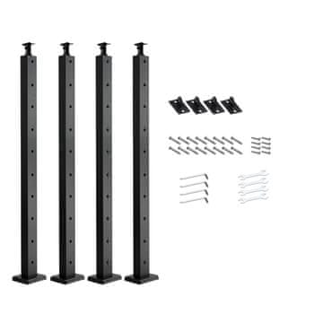 VEVOR Stolpec za kabelsko ograjo z vodoravnimi luknjami za ograjo na terasi 91.4x2.5x5.1 cm črn