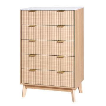 VEVOR Predalnik s 5 predali, rebrast, 39.9x74.9x121.9 cm, svetlo leseni