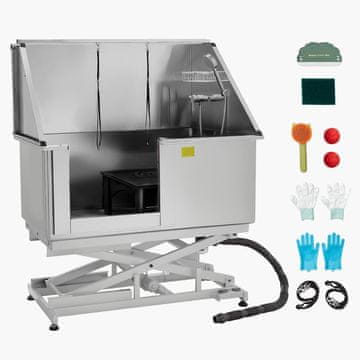 VEVOR Postaja za pranje psov z električnim dvigalom 127x70x134-190 cm srebrna