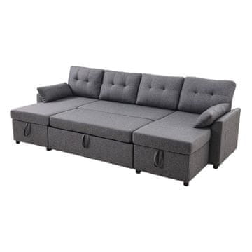 VEVOR Sofa postelja v obliki črke U, z dvojno ležalno in shranjevalnim prostorom, 287x145x91 cm, siva