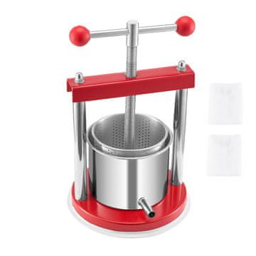 VEVOR Ročni stiskalnik za sadno vino 1.65L 220x325 mm rdeč