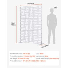 VEVOR Zaslon za zasebnost 3-panelen 120x50.8x193 cm bel