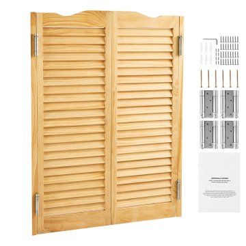 VEVOR Dvokrilna saloon vrata z ukrivljenim vrhom, dvojno delovanje, 91.4x106.7 cm, rjava