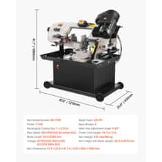 VEVOR Horizontalna trakasta žaga 178x209 mm rezalna zmogljivost, spremenljiva hitrost, kovina