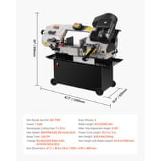 VEVOR Horizontalna trakasta žaga 1200x430x990 mm, rezalna zmogljivost 178x305 mm, za kovino
