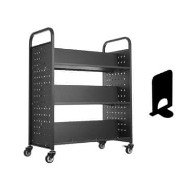 VEVOR Knjižni voziček za knjižnico 97x51.5x122.5 cm Črn