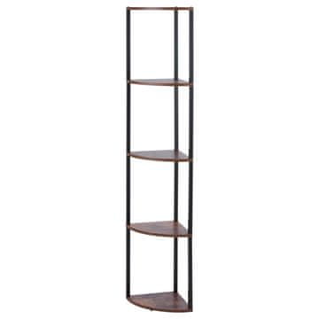 VEVOR Kotna polica 5-nadstropna visoka kotna stojala z LED lučjo 29.5x29.5x162.6 cm črna