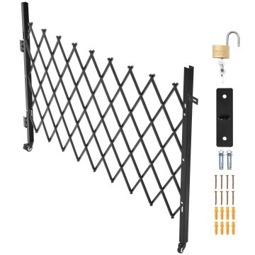 VEVOR Varnostna vrata enojna zložljiva zaklepna škarjasta vrata 190x131 cm črna