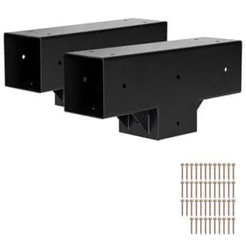 VEVOR Komplet nosilcev za pergolo v obliki črke T, 3-smerni, 92x92 mm, črni