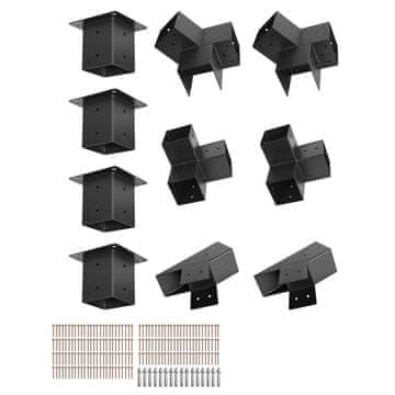 VEVOR Komplet nosilcev za pergolo 4x4 palca, koničasta streha, 92x92 mm, črna, za zunanjo uporabo
