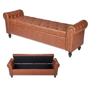 VEVOR Shranjevalna otomanska klop 460x1660x560 mm rjava