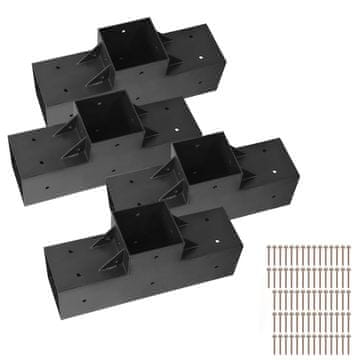 VEVOR Komplet nosilcev za pergolo v obliki črke T, 3-smerni, 92x92 mm, črni