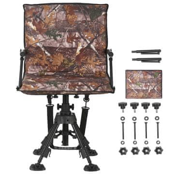 VEVOR Lovska stol 570x500x1080 mm nastavljiv zložljiv jeklo nosilnost 158 kg
