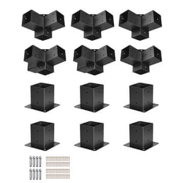 VEVOR Komplet nosilcev za pergolo 92x92 mm črni