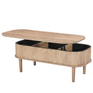 VEVOR Kavni mizica z dvigalnim vrhom, ovalna, rebrasta, 1000x480x545 mm, barva Burlywood