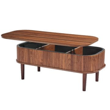 VEVOR Kavni mizica z dvigovalno ploščo, ovalna, rebrasta, 1000x480x545 mm, rjava