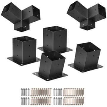 VEVOR Komplet pergole s 3-smernimi poševnimi nosilci 92x92 mm črni