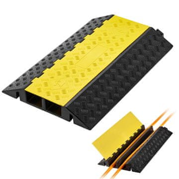 VEVOR Zaščita kabla rampa 2 kanala 100x75 mm črna, težka gumijasta