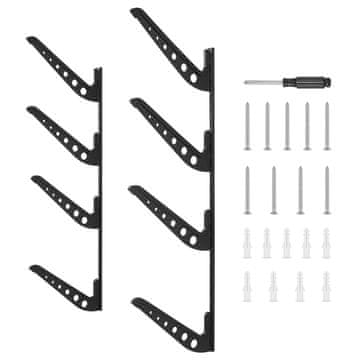 VEVOR Nosilec za deske za deskanje na steno, 4 nivoji, 400x16x1160 mm, črne barve