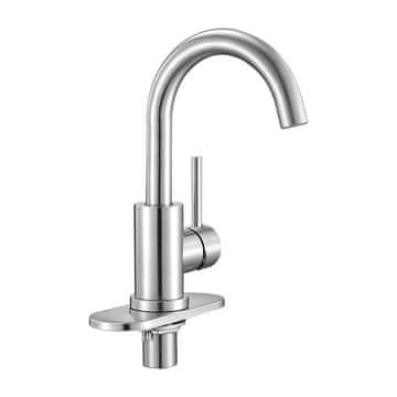 VEVOR Pipa za umivalnik z enim ročajem 18.3x5x29.5 cm brušen nikelj