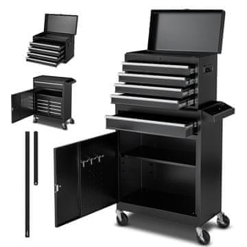 VEVOR Orodjarna 2-v-1, premični organizator orodja, 601x280x723 mm, črna