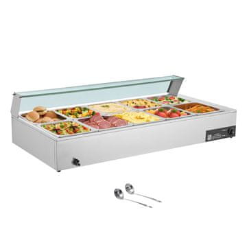 VEVOR Električni grelnik hrane za 10 posod, pultni bife, Bain Marie, 1460x690x385 mm