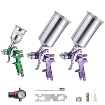 VEVOR Komplet razpršilne pištole, 3-delni set s gravitacijskim dovodom, šobe 1.0 mm, 1.4 mm, 1.8 mm, nastavljive