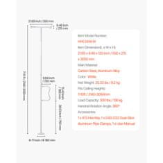 VEVOR Prenosna palica za pritrditev med tla in strop, ročaj za oprijem, 550x215x3050 mm, bela