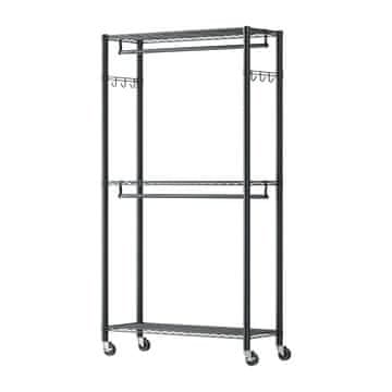 VEVOR Stojalo za oblačila s 3 nastavljivimi nivoji 90x40x199.9 cm črno