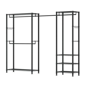 VEVOR Oblekalni regal za oblačila 244x38x180.35 cm Črn