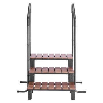 VEVOR Stopnica za masažno kad z ograjo, 3-stopenjska, 990x755x1340 mm, rjava in črna