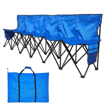VEVOR Zložljiva klop s 6 sedeži in naslonom 2400x450x820 mm modra