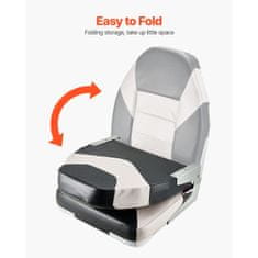 VEVOR Čolnski sedež z visokim naslonom, zložljiv, 42.5x51x55 cm, črne barve
