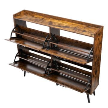VEVOR Omara za čevlje 4 predali z zložljivim pokrovom 1200x240x1050 mm rjava