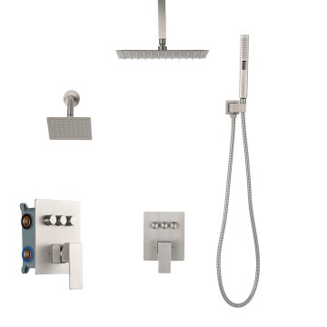 VEVOR Tuš set stropna montaža, dežni sistem, 254x152 mm, brušen nikelj