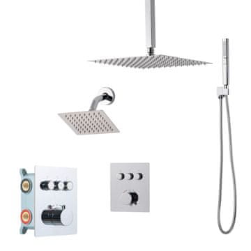 VEVOR Termostatski tuš set, stropna montaža, sistem dežja, 305x152 mm, krom