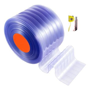 VEVOR PVC trakasta zavesa rebrasta, zvitek, 45.7x0.3 m, prozorna