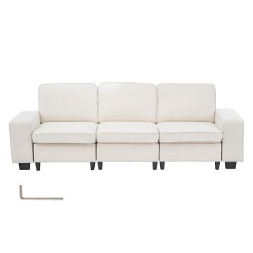 VEVOR Modularna sedežna garnitura s spodnjim shranjevanjem 81.3x254x91 cm bela