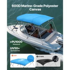 VEVOR Čoln Bimini streha 4 loki 244x200x137 cm modra