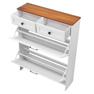 VEVOR Omara za čevlje 2 predala z dvižnim pokrovom 80x24x105 cm bela