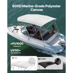 VEVOR Bimini streha za čoln 4 loki 244x200x137 cm svetlo siva