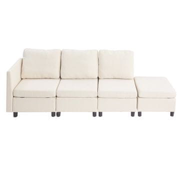 VEVOR Modularni kotni kavč 3-sedežni z otomansko in skritim shranjevanjem 199x69x68 cm slonokoščena