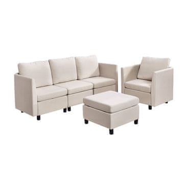 VEVOR Modularni kotni kavč za 5 oseb z skritim shranjevanjem 199x69x68 cm bež